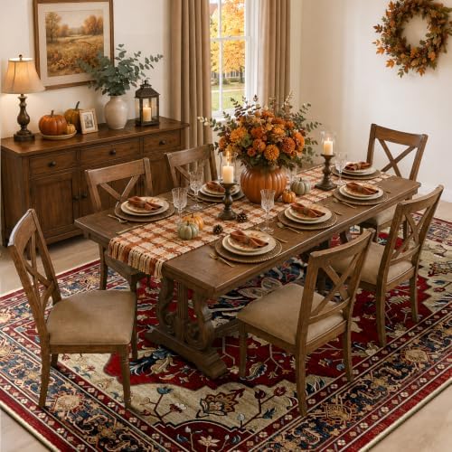 RELEANY Washable Area Rug, 5'x7', Red/Blue - Image 4