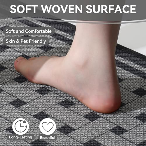 Kitchen Mats for Floor, Non Slip Kitchen Rugs, 17x47 Grey - Image 6