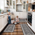 Washable 4-Piece Kitchen Floor Mats: Farmhouse Non-Slip Kitchen Sink Rug Easy Clean Water-Resistant Runners for Hallway Bathroom Soft Decorative Carpet for Pet Feeding Area(2x3+2x4+2x5+2x6,Black) by HYHAOYUNLAI