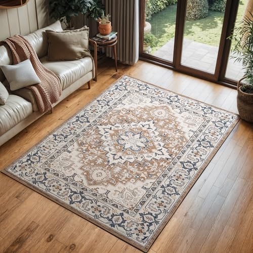 Lofus 3x5 Area Rugs for Living Room Bedroom, Small Carpet Floral Brown by Lofus