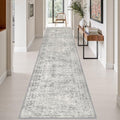 3x14 Washable Runner Rug：Modern Abstract Soft Carpet Black Grey by FXRHLP