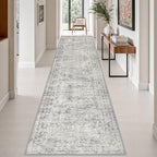 3x14 Washable Runner Rug：Modern Abstract Soft Carpet Black Grey by FXRHLP