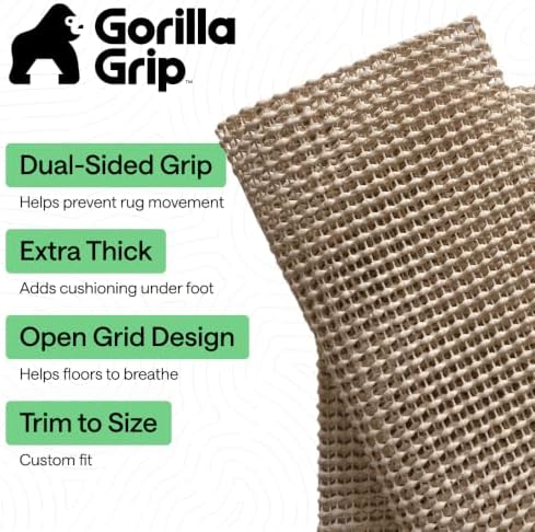GORILLA GRIP® Slip Resistant Rug Pads for Hardwood Floor 7x10 Beige - Image 2