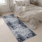 3x8 Washable Runner Rug：Modern Abstract Soft Carpet Dark Black - Image 5