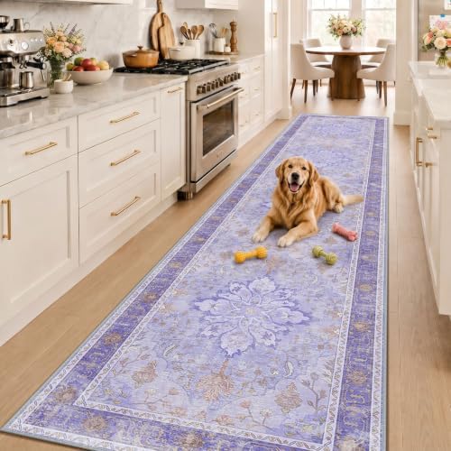RELEANY Washable Area Rug, Runner 2'6"x12', Purple - Image 2