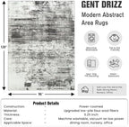 8x10 Area Rugs for Living Room: Washable Abstract Black Grey Bedroom Carpet - Image 2