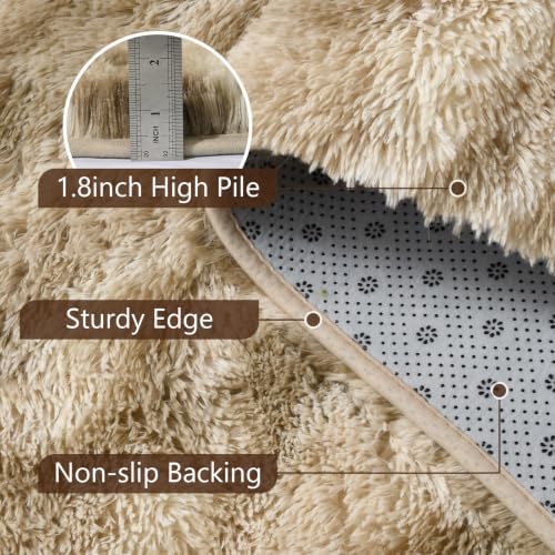 Noahas 2x6 Khaki Fluffy Soft Runner Rug Non-Slip for Bedroom Dorm Hallway - Image 6