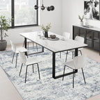 Area Rug Living Room: 4x6 Modern Washable Soft Carpet Blue Grey - Image 4