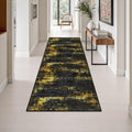 3x8 Washable Runner Rug：Modern Abstract Soft Carpet Black Gold by FXRHLP