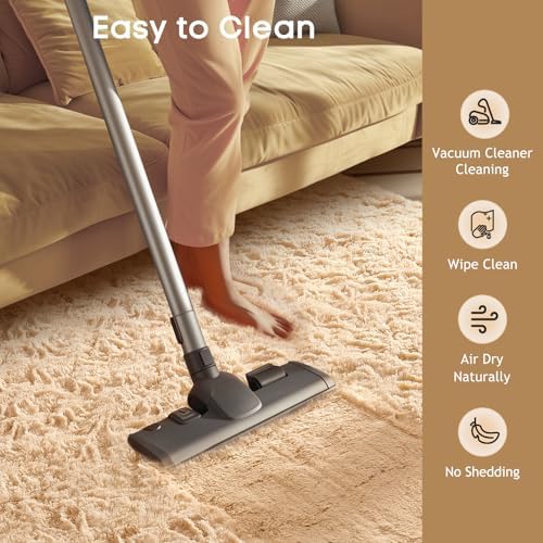 Ophanie Beige Rugs for Living Room Bedroom, 5x8 Fluffy Fuzzy Furry Carpet, Plush Soft Shaggy Bedside Indoor Floor Area Rug for Kids Nursery Home Decor with Over 99 pcs Pile fibers - Image 6