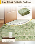 RELEANY Washable Area Rug, Large 10'x12', Green/Yellow - Image 4