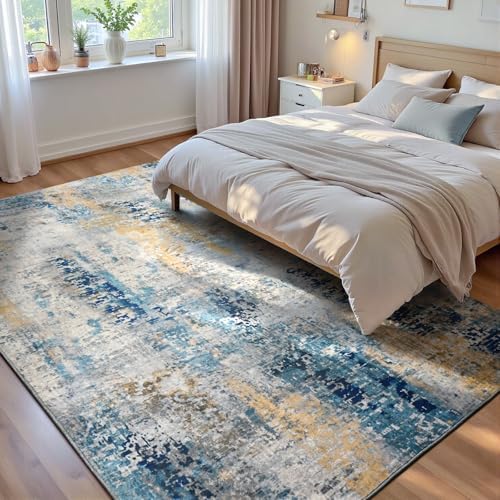 Ompaa Living Room Rug 5x8 Ultramarine Area Rug Machine Washable Boho Rug Non Slip Abstract Vintage Indoor Large Rugs for Bedroom, Classroom, College Dorm, Farmhouse, Dining Room, Kids Playroom by OmpaaHomeDecor