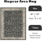 HUGEAR 8x10 Black Beige Vintage Floral Washable Area Rug for Living Room - Image 2