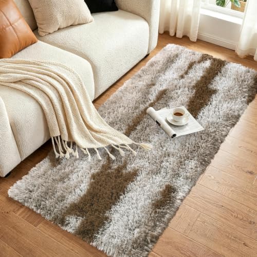 Noahas 2x6 Khaki Fluffy Soft Runner Rug Non-Slip for Bedroom Dorm Hallway - Image 3