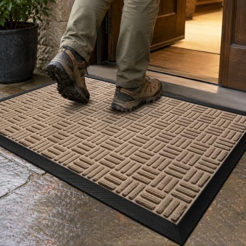 Mibao Front Door Mat Outdoor Entrance, 71" x 24" Heavy Duty Welcome Mat for Outdoor and Indoor, Waterproof Dirt Trapper Doormat, Super Absorbent Indoor Entryway Mat for Patio & Porch - Beige by Mibao