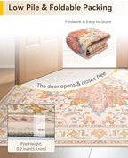RELEANY Washable Area Rug, Small 2'6"x4', Pink/Light Pink/Colorful - Image 5