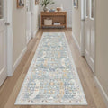 Madane Hallway Runner Rug 2x8 Washable Kitchen Rugs Non-Slip, Blue/Gold by Madane