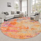 Round Area Rug Living Room: 8 ft Modern Washable Indoor Carpet by FXRHLP