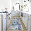 2'6''x8' Runner Rugs Washable Rug: Modern Abstract Hallway Blue Gold Carpet by GENTDRIZZ