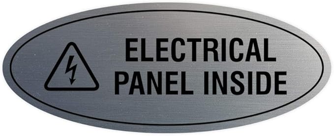 Signs ByLITA Oval Electrical Panel Inside Sign (Brushed Silver) - Large