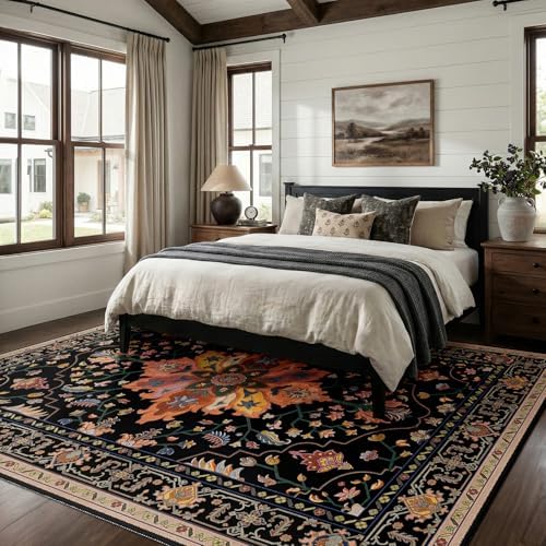 RELEANY Washable Area Rug, 7'x10', Black/Colorful - Image 2