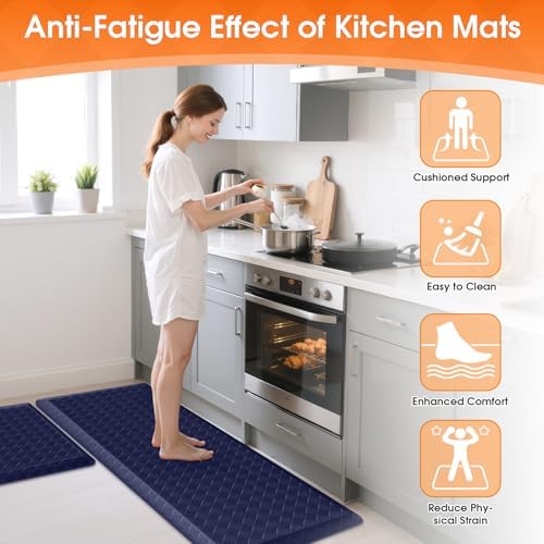 TranquilRelax 4/5 Inch Cushioned Anti Fatigue Kitchen Mats for Floor, Blue - Image 4