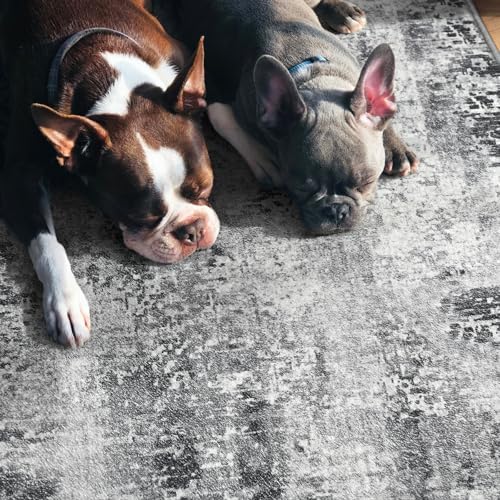 2x5 Grey Rug Runners for Hallways Kitchen Runner Rug Non Slip Washable Black Long Runner Rugs with Rubber Backing Soft Abstract Carpet Runner for Bedroom, Kitchen, Bathroom, Entryway - Image 5