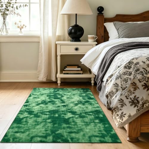 3x5 Tie-dye Green Area Rug Washable Non-Slip Soft Thin for Bedroom Kitchen - Image 4
