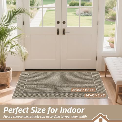 BEQHAUSE Dirt Trapper Door Mat 24" x 60", Non-Slip Washable, Light Beige - Image 2