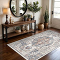 Washable 3x5 Kitchen Area Rugs: Cozy Soft Beside Low Pile Carpet for Living Room Bedroom Indoor Light-weight Doormat Anti-Slip Thin Low-Pile Rug for Entryway Nursery Small Vintage Floor Mat(3x5,Brick) by HYHAOYUNLAI