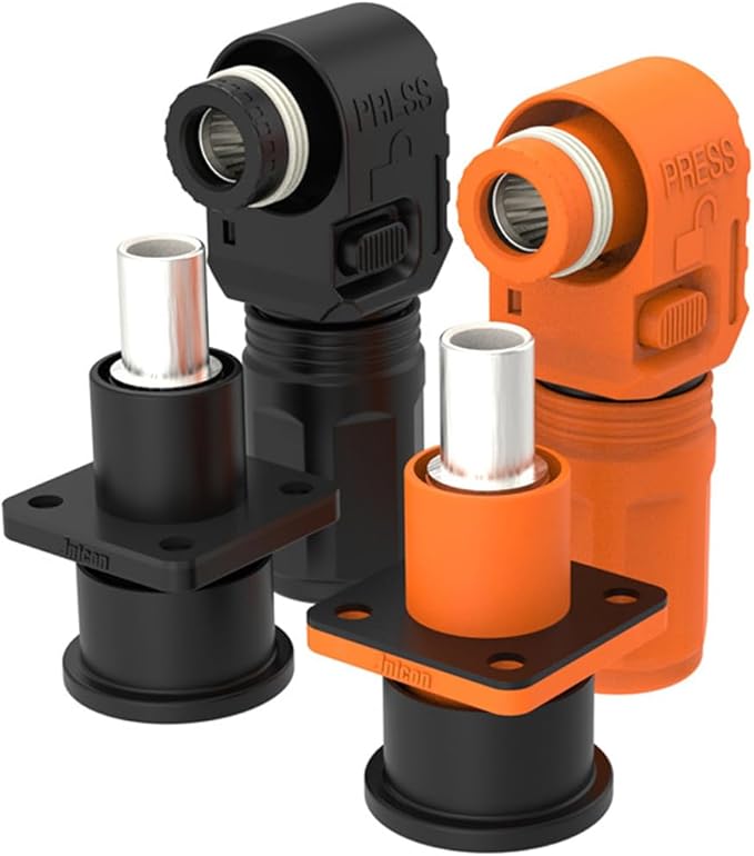 1 Set Battery Energy Storage Connector, 60A 10mm² High Current Connectors Quick Plug Terminal Orange Right Angle Plug and Socket IP67 Waterproof Power Adapter Crimping Wiring (60A, Orange)