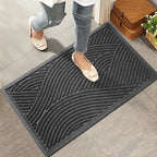 HIYARD Sturdy Front Door Mat, Absorbent Muddy Dirt Resist Welcome Door Mats Outdoor Indoor, Stain and Fade Resistant, Non-Slip Backing Entry Mat Low Profile Doormat for Entryway, 36×24, Grey by HIYARD