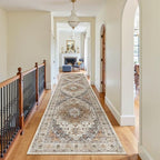 Madane Hallway Runner Rug 3x12 Washable Kitchen Runners 12ft, Turmeric/Grey by Madane