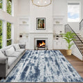 10x14 Area Rugs for Living Room: Washable Abstract Blue Grey Bedroom Carpet by GENTDRIZZ