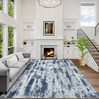 9x12 Area Rugs for Living Room: Washable Abstract Blue Grey Bedroom Carpet by GENTDRIZZ