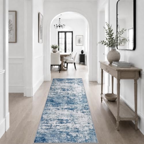 2x6 Washable Runner Rug：Modern Abstract Kitchen Soft Carpet Blue - Image 5