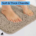 GORILLA GRIP Bath Rug Mat for Bathroom, Absorbent Chenille 70x24 Gray Beige - Image 4