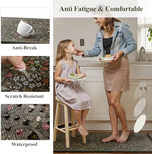 Collive Cushioned Anti Fatigue Kitchen Sink Mats, Olive Green 20"x39" - Image 6
