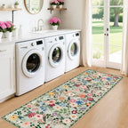 PLHXFR 2x6 Washable Runner Rug：Floral Indoor Kitchen Soft Carpet Green - Image 4
