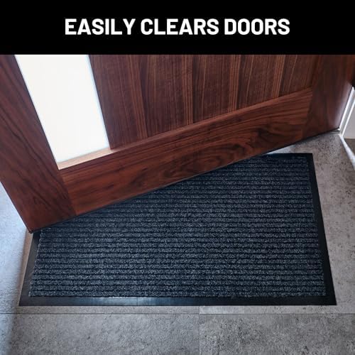 Front Door Mat, Indoor Outdoor Welcome Entryway Doormat, 30x17 Steel Gray - Image 4