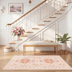 RELEANY Washable Area Rug, Runner 2'6"x5', Pink/Light Pink/Colorful - Image 2