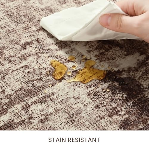 Runner Rug for Kitchen Coffee Hallways Runner Rug Non Slip 2'6''x8' Washable Brown Long Runner Rugs with Rubber Backing Soft Abstract Carpet Runner for Entryway, Kitchen, Bedroom, Bathroom - Image 7