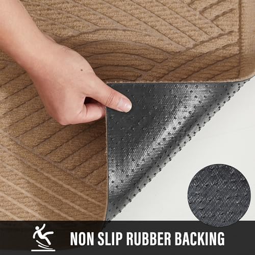 HIYARD Sturdy Front Door Mat, Absorbent Muddy Dirt Resist Welcome Door Mats Outdoor Indoor, Stain and Fade Resistant, Non-Slip Backing Entry Mat Low Profile Doormat for Entryway, 60×36, Beige - Image 3