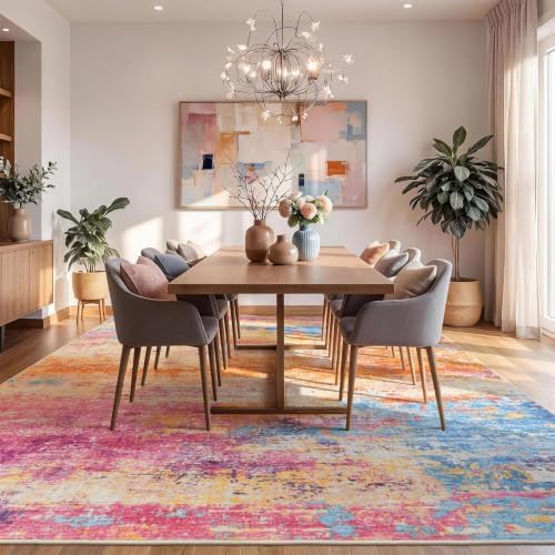 8x10 Area Rug for Living Room, Abstract Washable Larg Rugs, Multicolor - Image 3
