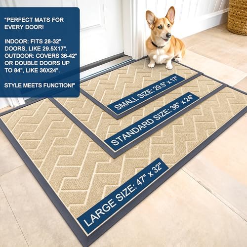 OLANLY Front Door Mat Outside 71x47, All-Season Absorbent Rubber Doormat - Image 2