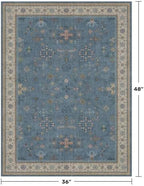 Washable Blue Rugs for Entryway Indoor - 3x4 Throw Rug for Large Kitchen, Bedroom Bedside, Bathroom, Mudroom, Boho Eclectic Modern Décor, Non Slip Low Pile Fade Resistant - Image 2