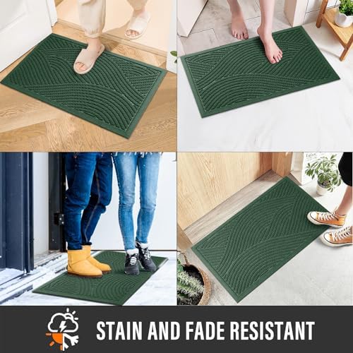 HIYARD Sturdy Front Door Mat, Absorbent Muddy Dirt Resist Welcome Door Mats Outdoor Indoor, Stain and Fade Resistant, Non-Slip Backing Entry Mat Low Profile Doormat for Entryway, 29×17, Green - Image 4