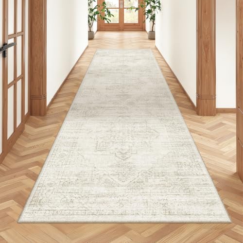 2'6 x 8' Runner Rug Non Slip,Washable Kitchen Rugs,Beige - Image 3