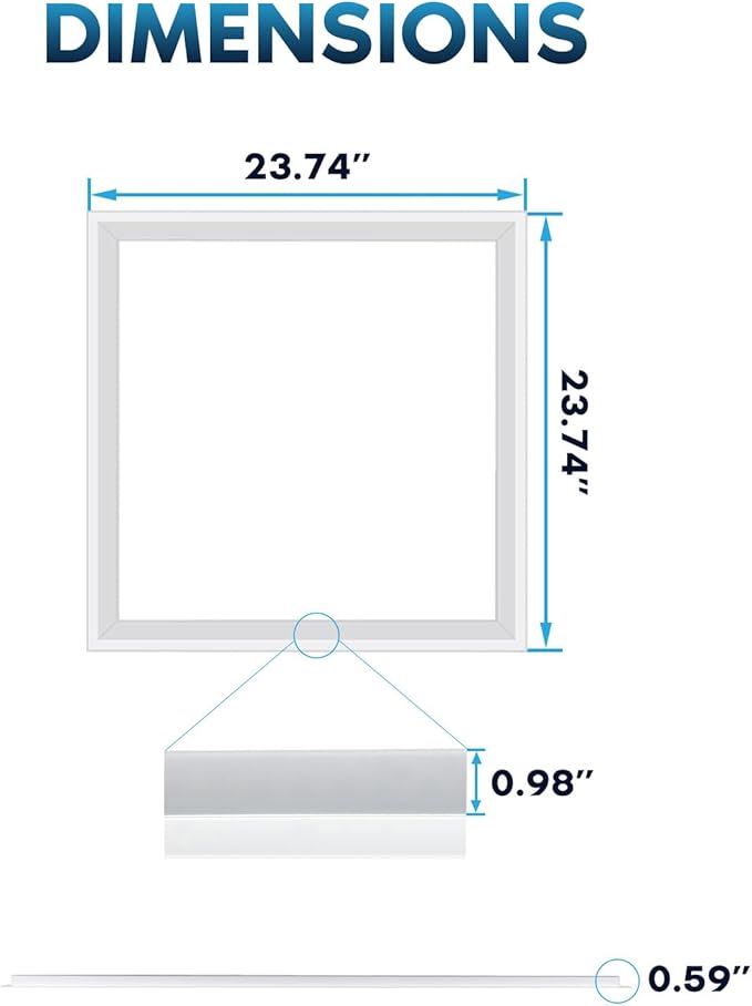 LUXRITE 2x2 FT Edge-Lit Frame LED Panel Lights, 5CCT Selectable 3000K-6500K, 2600/3900/5200LM, 20W/30W/40W Switch, Grid Drop Ceiling Lights, 0-10V Dimmable, Damp Rated, 100-277V, ETL Listed
