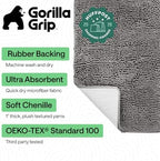GORILLA GRIP Bath Rug Mat for Bathroom, Absorbent Chenille, 36x24 Gray - Image 2